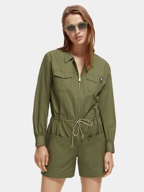 Scotch & Soda Olive Green Utility Romper